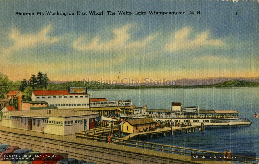 Postcard: Steamer M.t Washington II at Wharf, The Weirs, Lake Winnipesaukee, New Hampshire